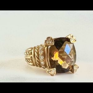 Judith Ripka Gold, Diamond and Cognac Quartz Ring